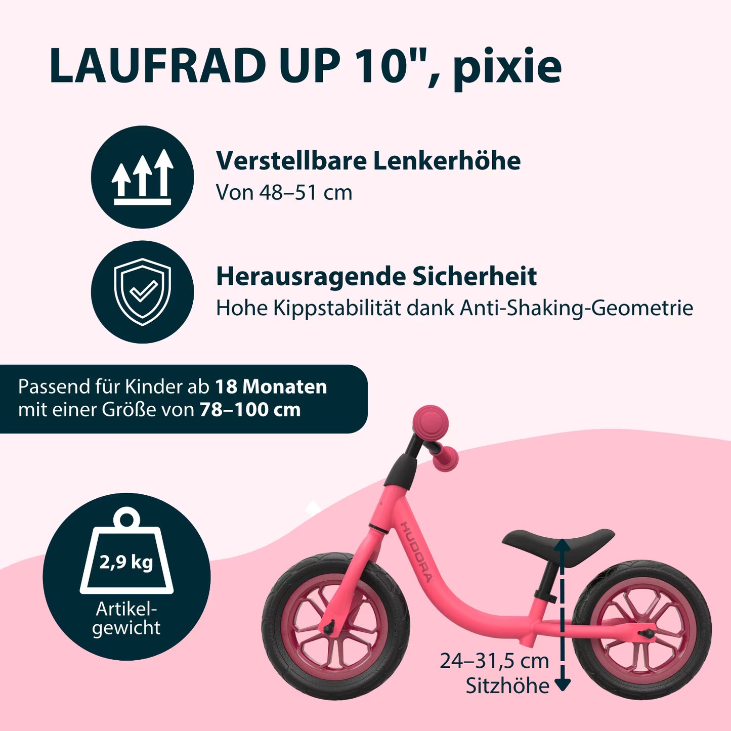 HUDORA Laufrad Up 10“ - verschiedene Farben