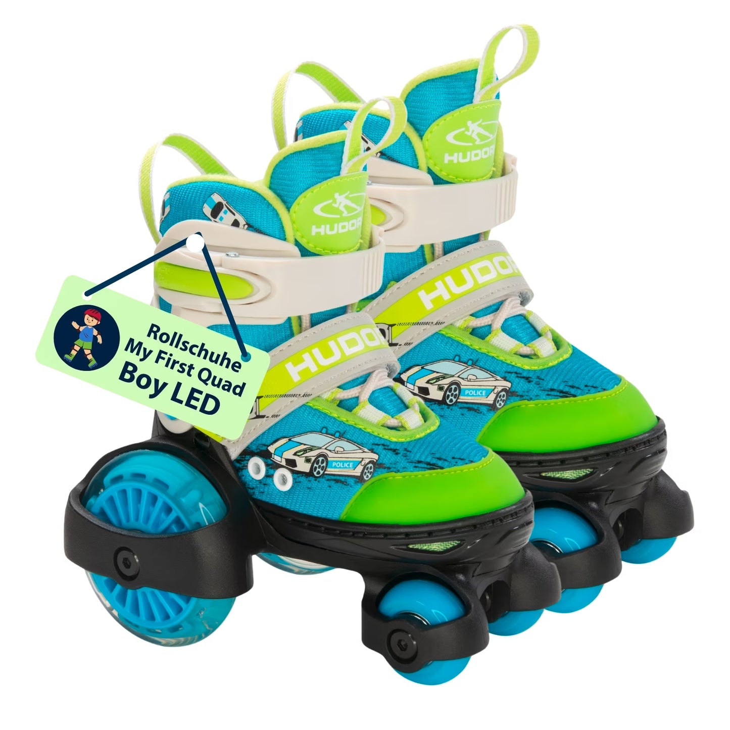 Patins à roulettes LED HUDORA My First Quad pour garçons - différentes tailles (B-stock)