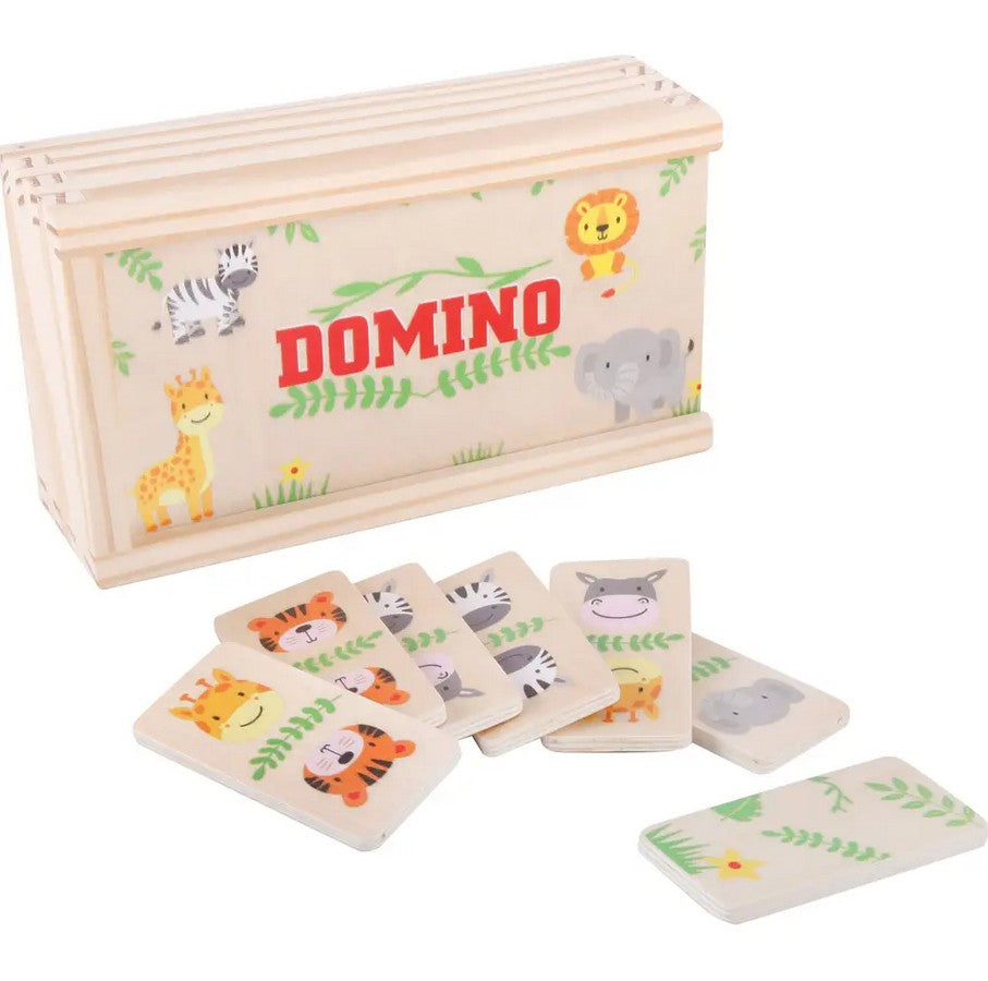 Domino en bois SpielMaus avec motifs animaliers, 28 pièces