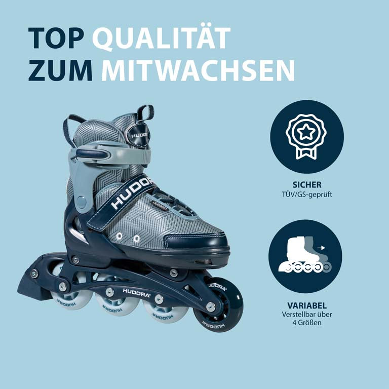 HUDORA Inline Skates, Leon 2.0, ocean, Gr. 29-40