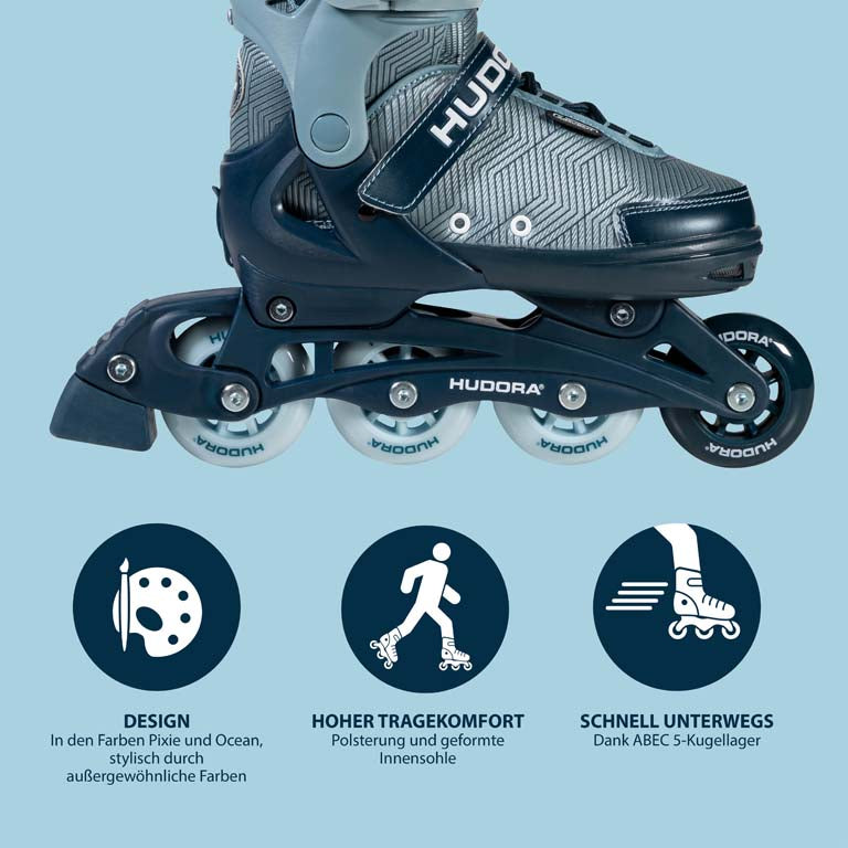 HUDORA Inline Skates, Leon 2.0, ocean, Gr. 29-40