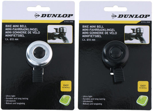 Fahrradklingel DUNLOP Mini 35 mm, Schwarz oder Silber