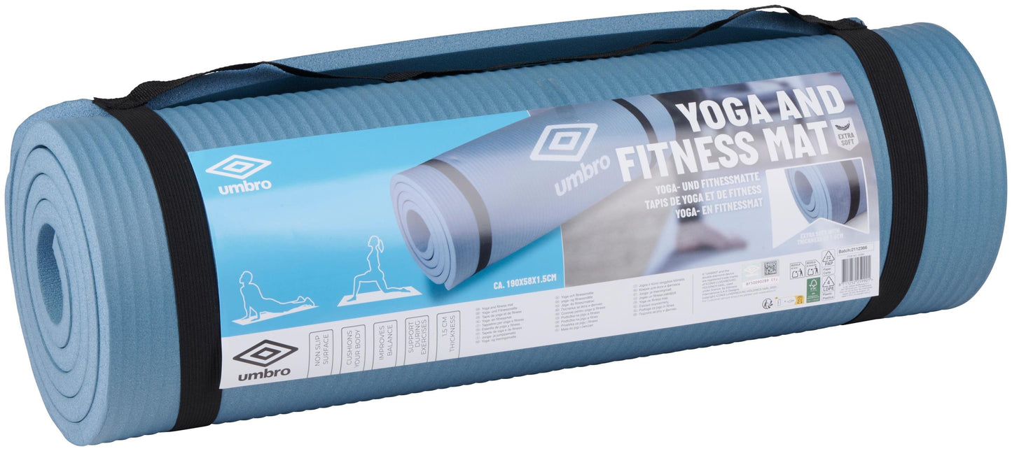 Yoga- und Fitnessmatte von UMBRO, 190 x 58 x 1,5cm - extra dick