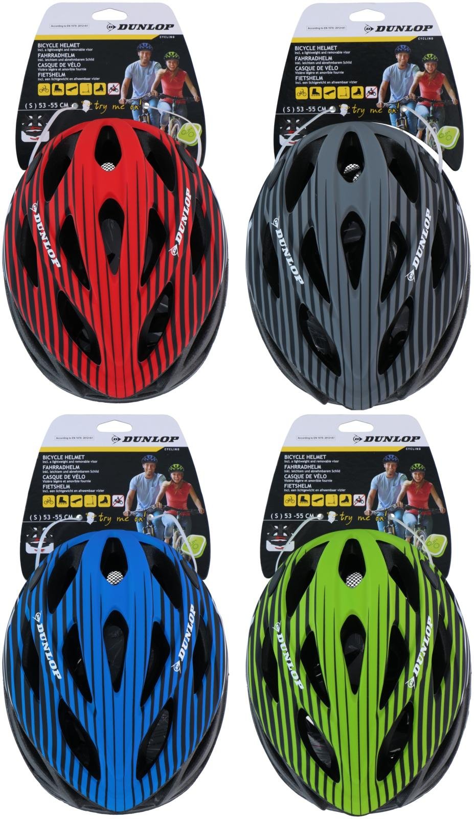 Fahrradhelm von DUNLOP, Größe S 53-55 cm mit Visier, verschiedene Farben
