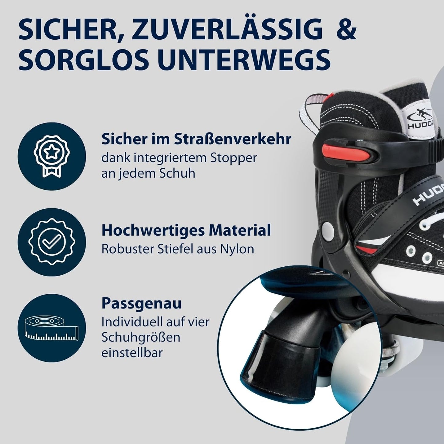 HUDORA Rollschuh Roller Skate, schwarz, Gr. 28-39
