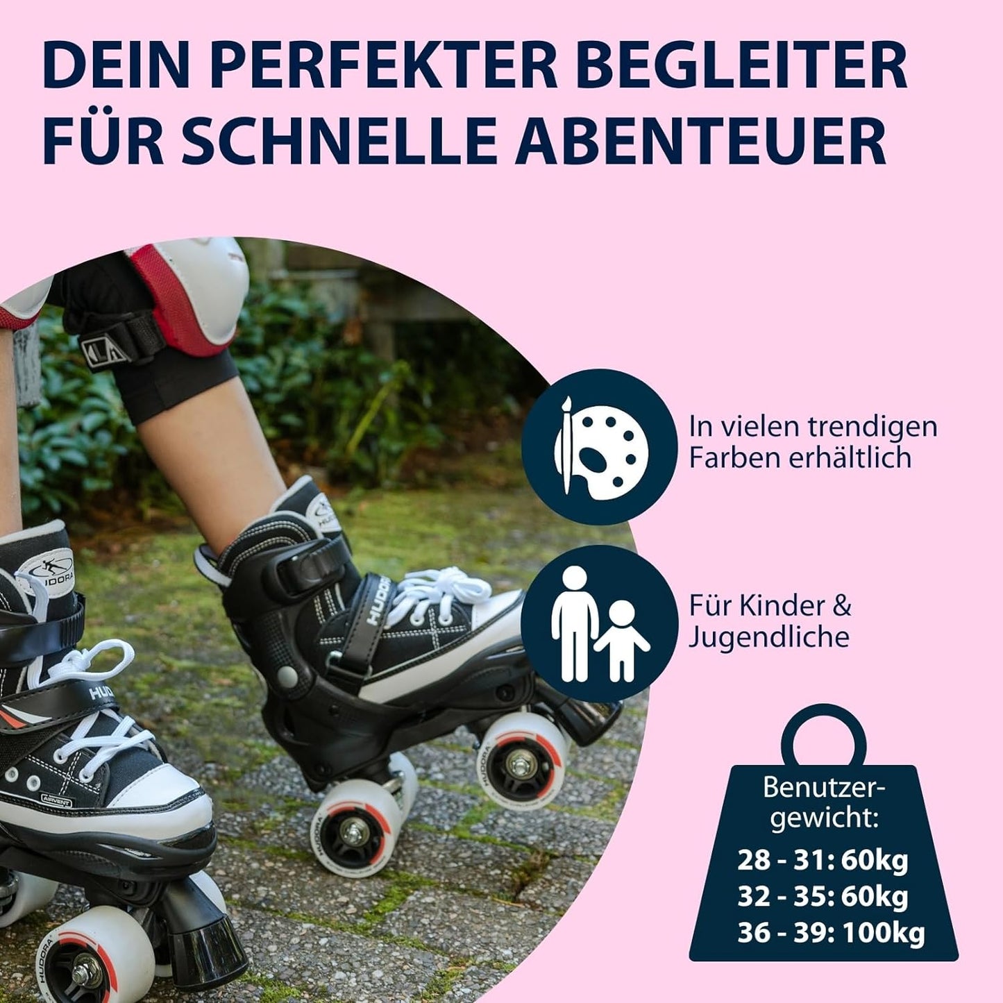 HUDORA Rollschuh Roller Skate, pink, Gr. 28-39