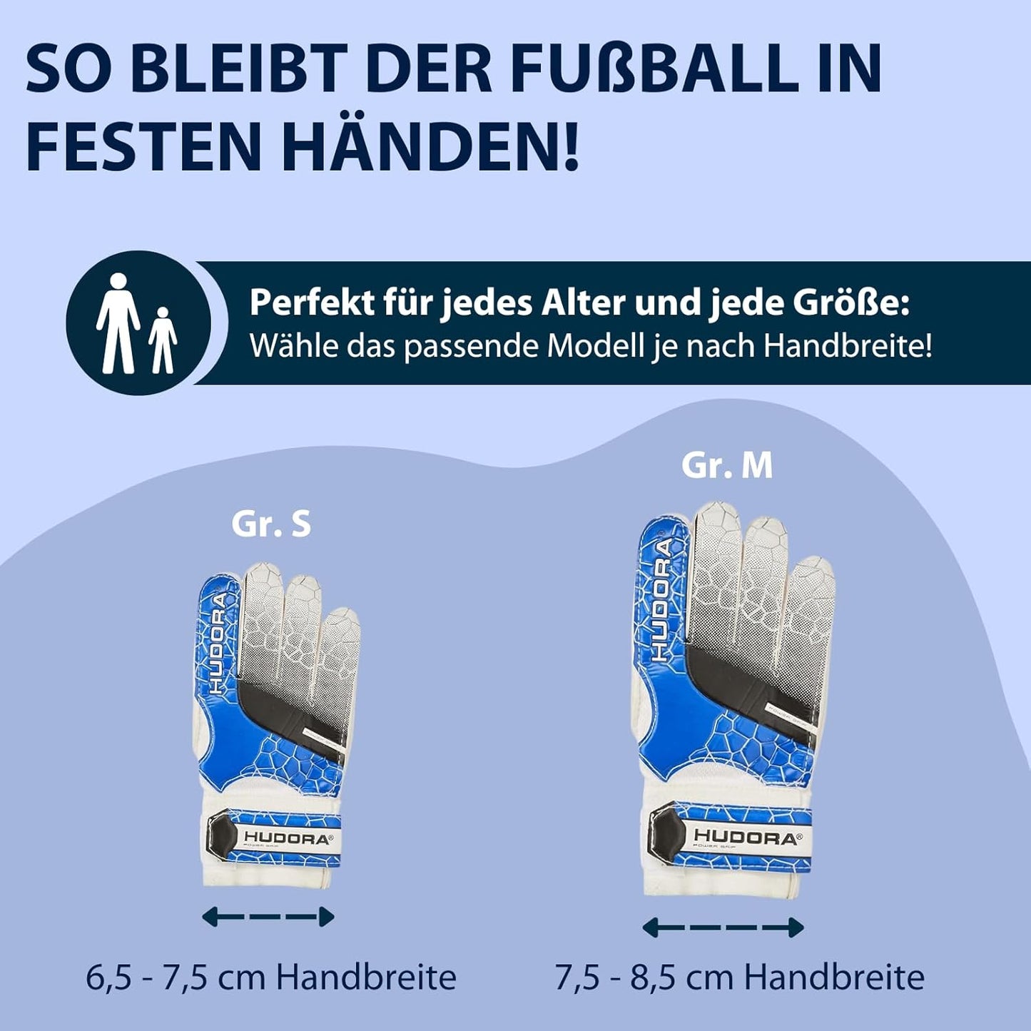 HUDORA Torwarthandschuhe für Kinder, Größe S und M, verschiedene Farben
