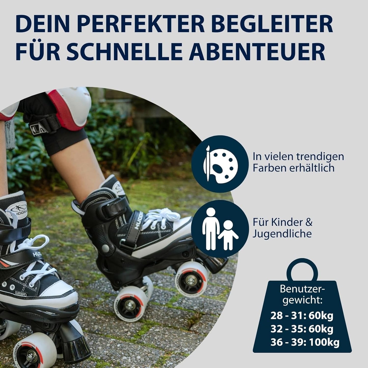 HUDORA Rollschuh Roller Skate, schwarz, Gr. 28-39
