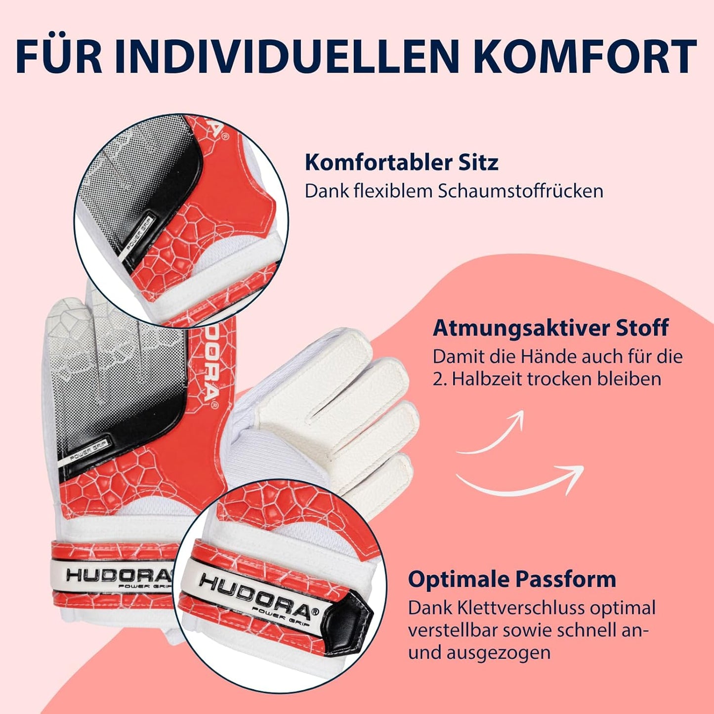 HUDORA Torwarthandschuhe für Kinder, Größe S und M, verschiedene Farben