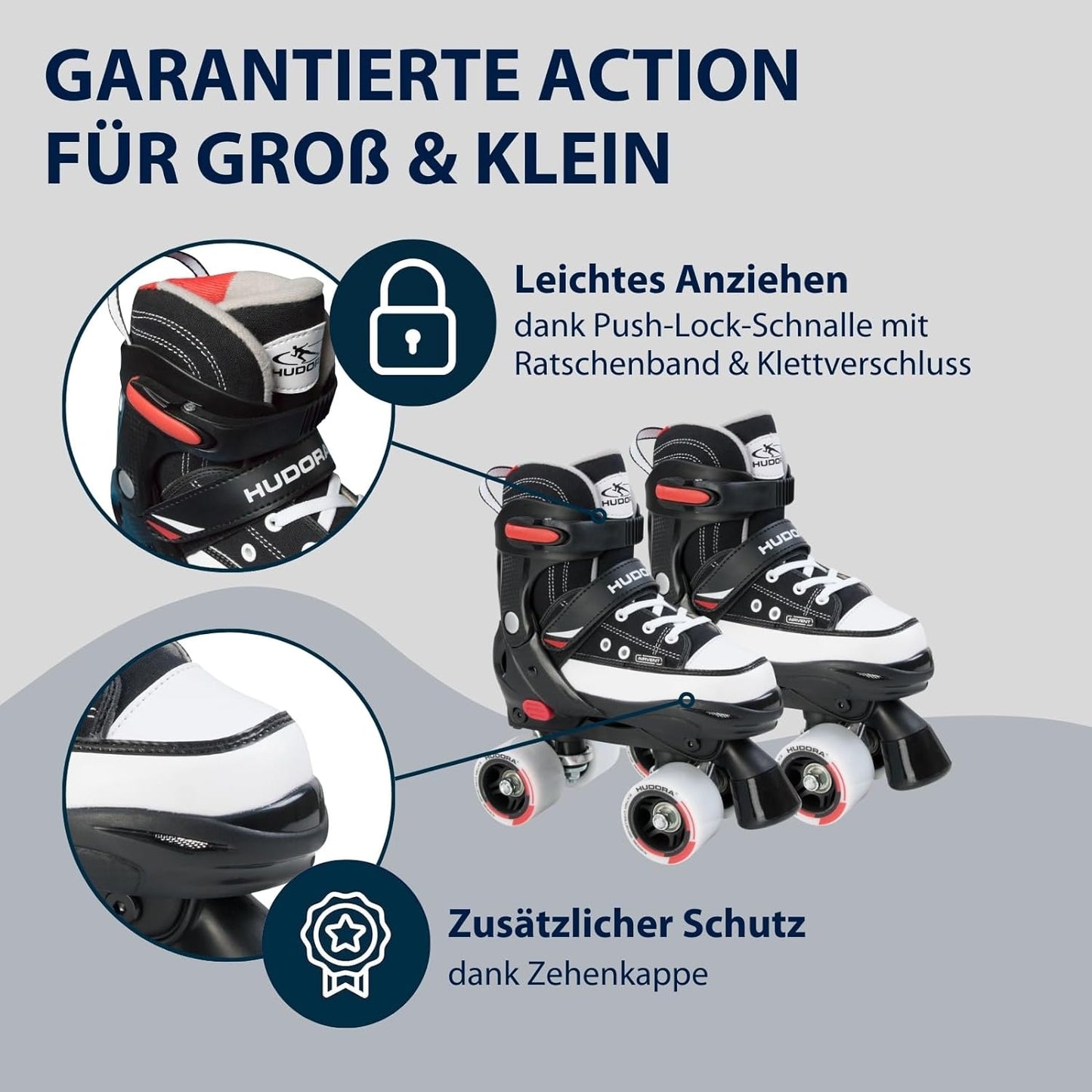 HUDORA Rollschuh Roller Skate, schwarz, Gr. 28-39