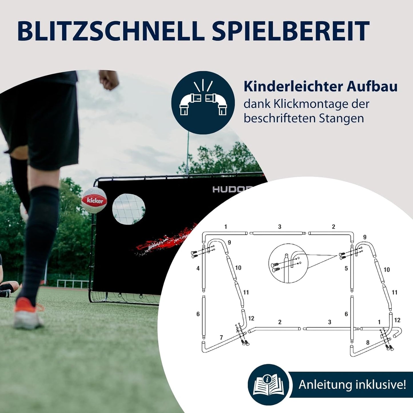 HUDORA Fußballtor Trainer mit Torwand