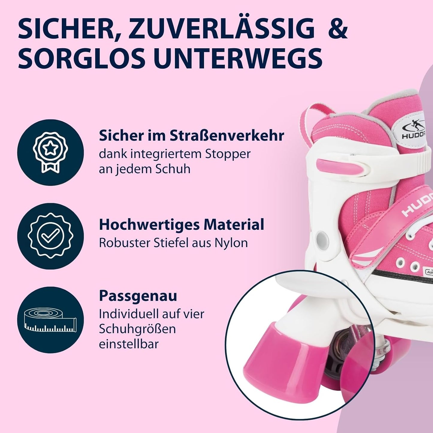 HUDORA Rollschuh Roller Skate, pink, Gr. 28-39