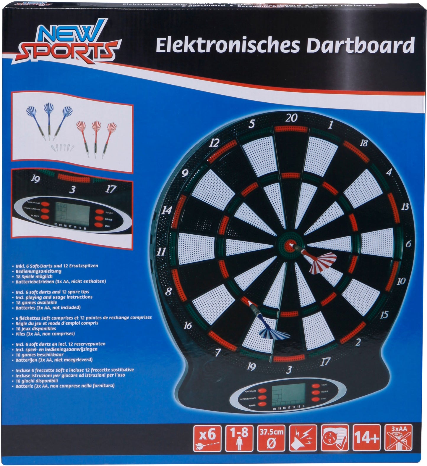 Elektronisches Dartboard, 18 Spiele von New Sports