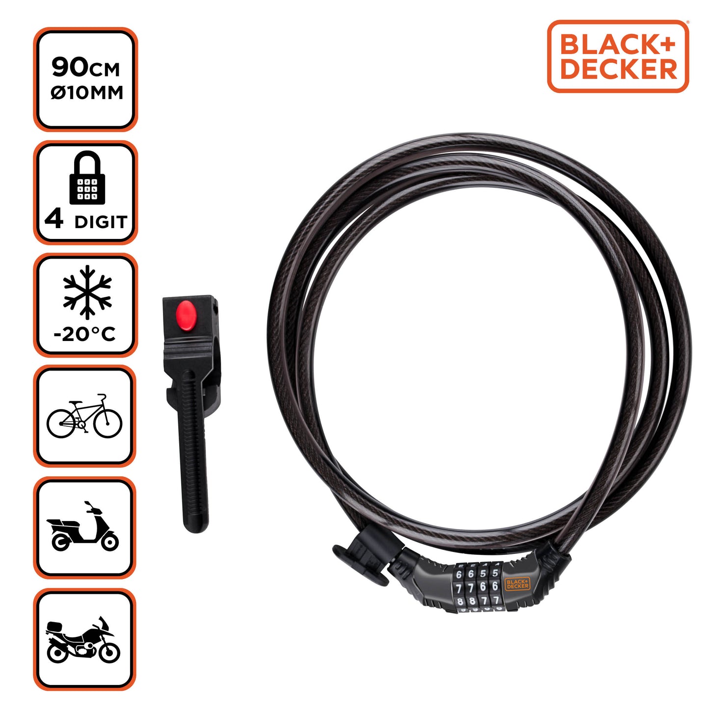 Fahrrad Zahlenschloss von Black+Decker, 180 cm