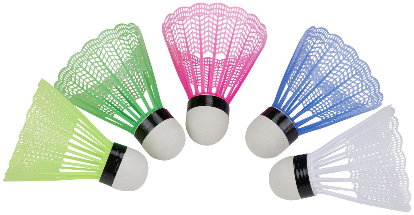 Badminton - Federball - Bälle, 5 Stück - bunt