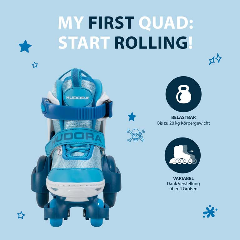 HUDORA Rollschuh My First Quad, cyan, Gr. 26-33