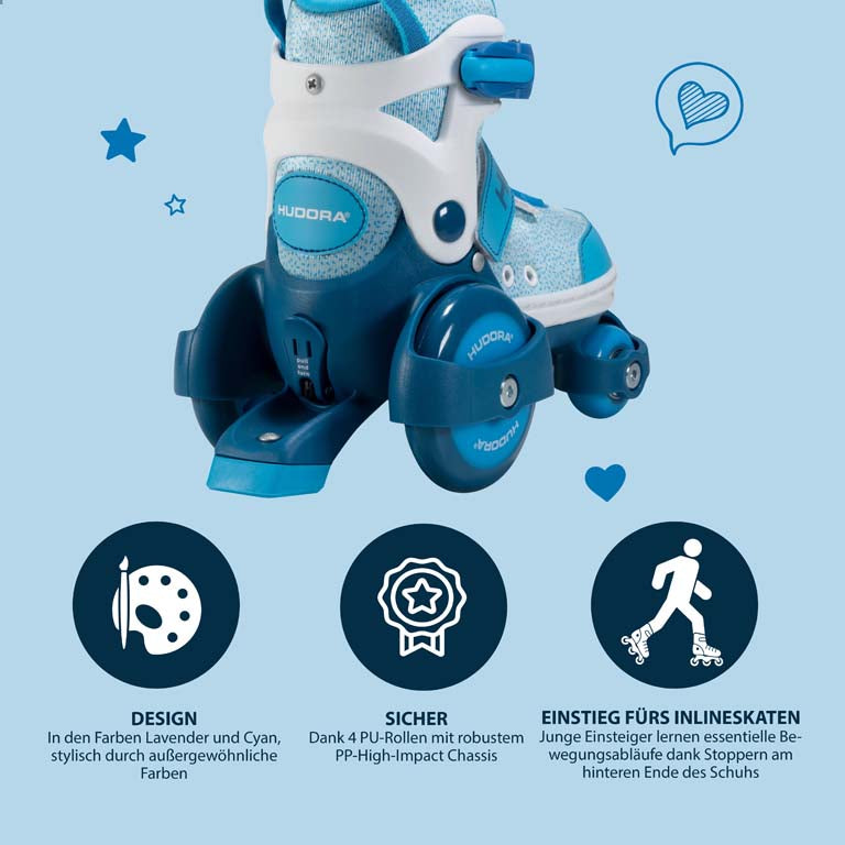 HUDORA Rollschuh My First Quad, cyan, Gr. 26-33