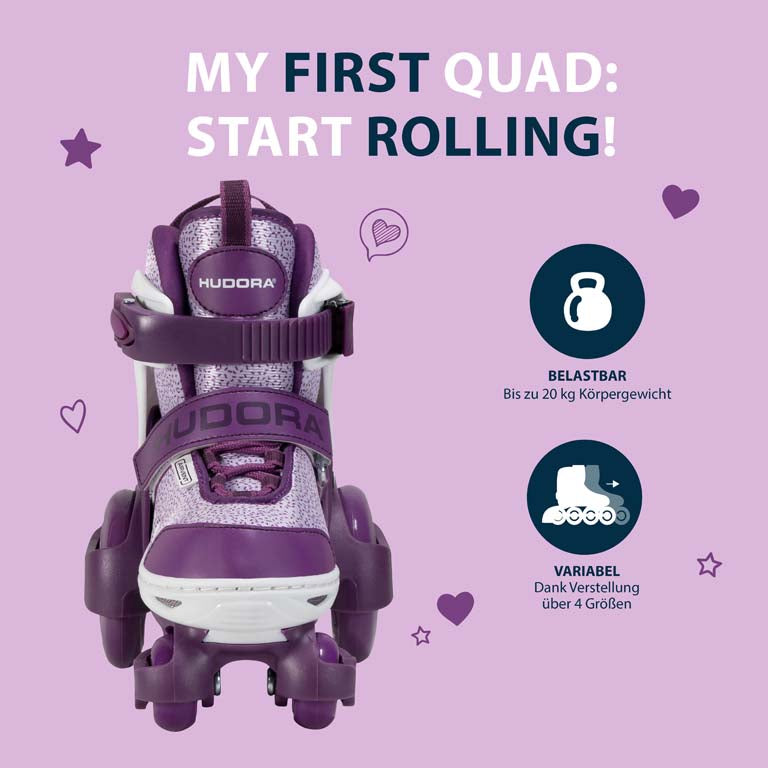 HUDORA Rollschuh My First Quad, lavender, Gr. 26-33