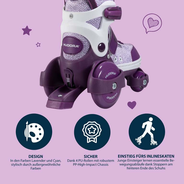 HUDORA Rollschuh My First Quad, lavender, Gr. 26-33