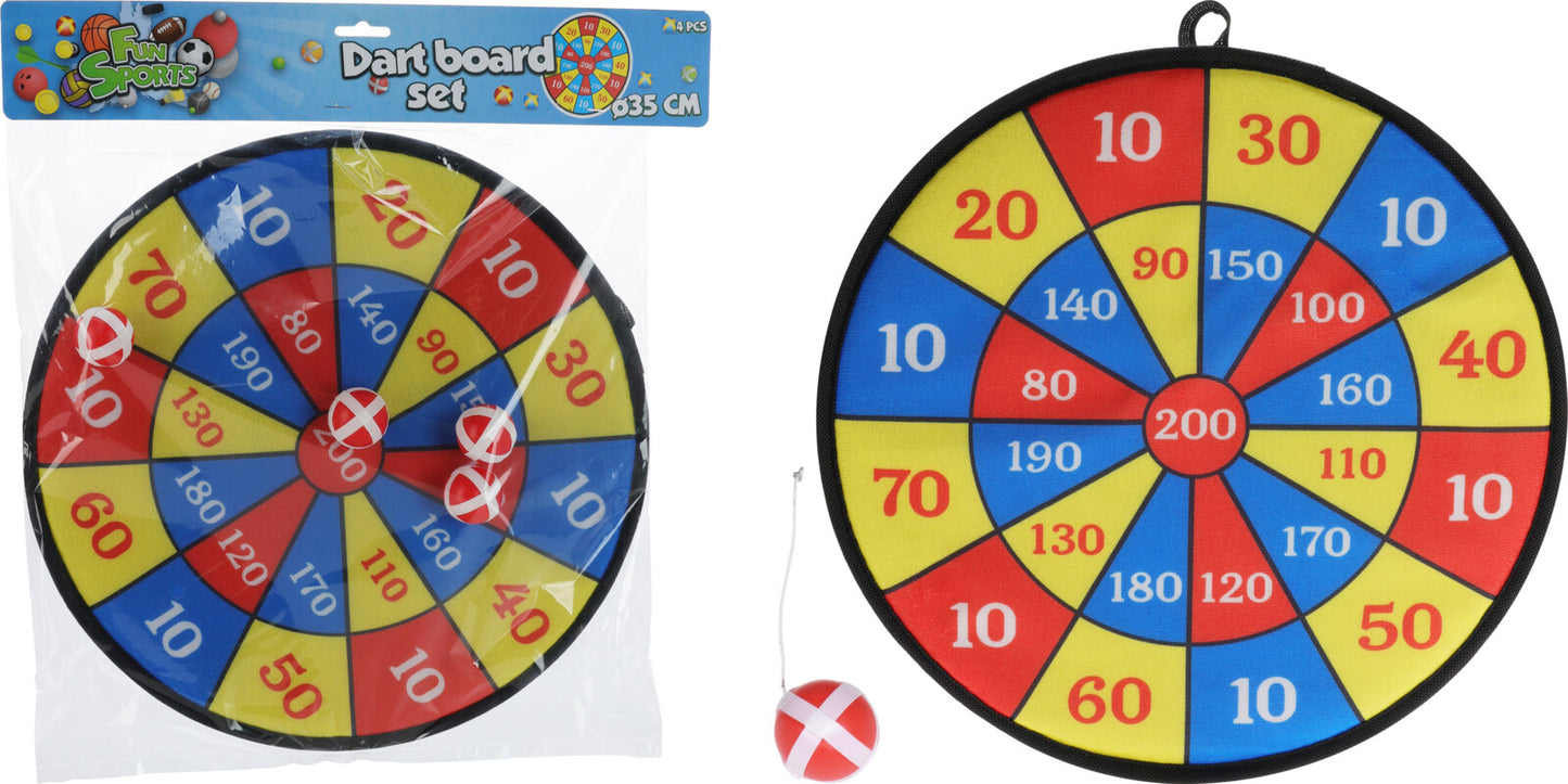 Dartscheibe Klett mit 4 Bällen, 35 cm