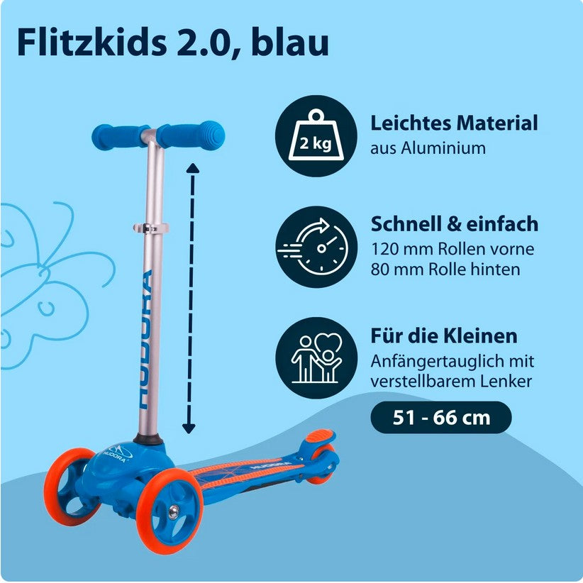 HUDORA Kinderscooter Flitzkids 2.0, blau