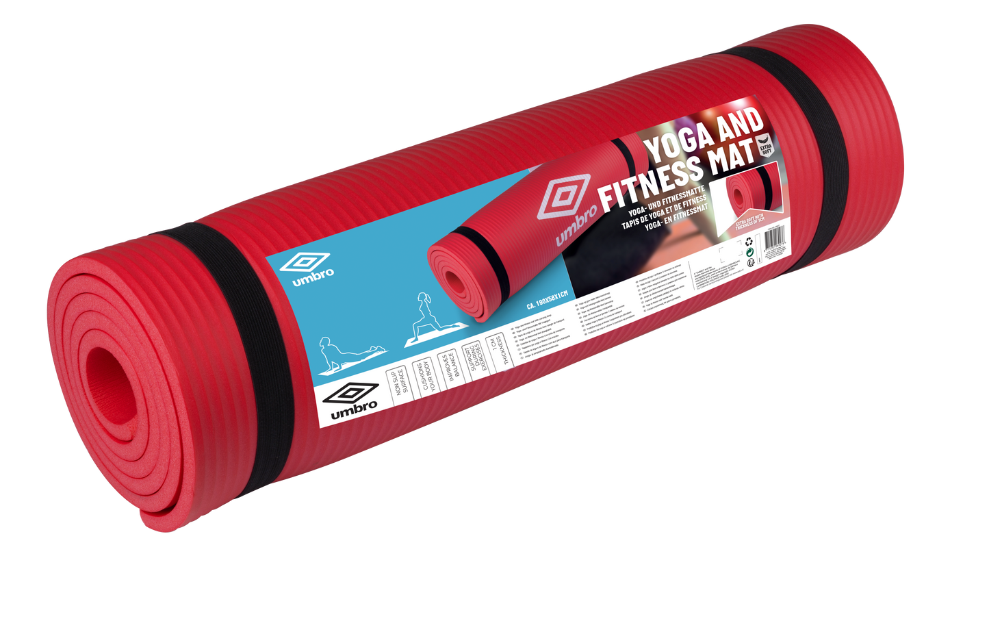 Yoga- und Fitnessmatte von Umbro, Größe 190 x 58 x 1 cm