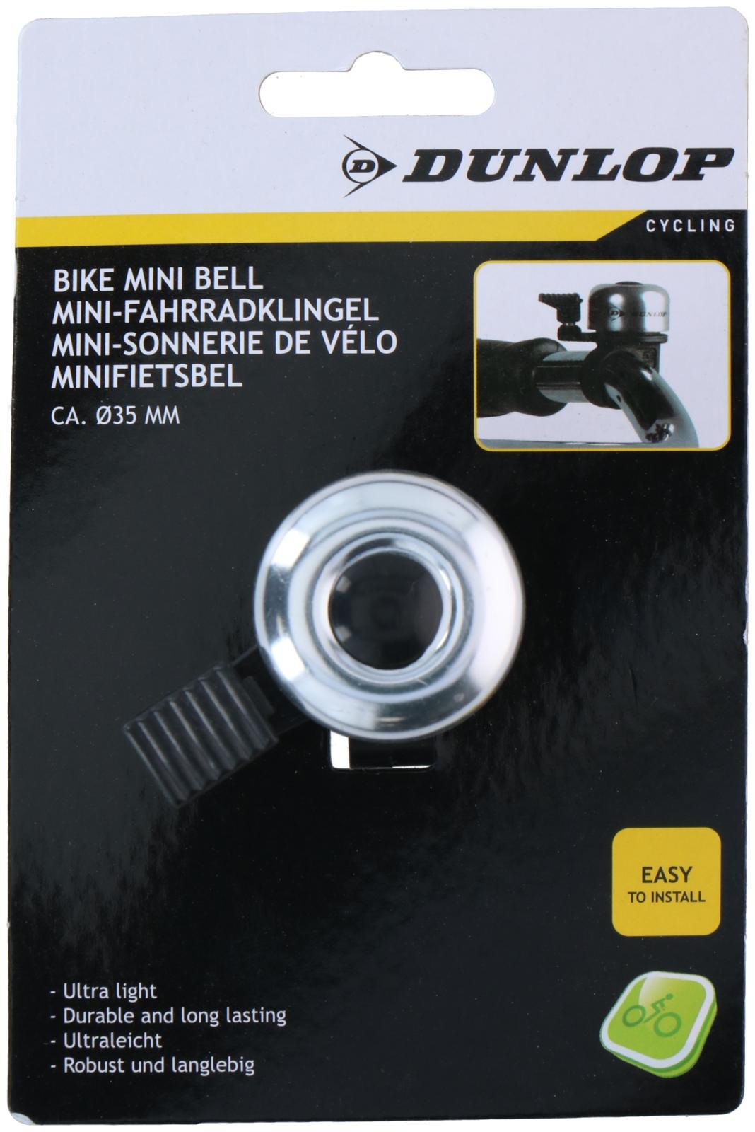 Fahrradklingel DUNLOP Mini 35 mm, Schwarz oder Silber