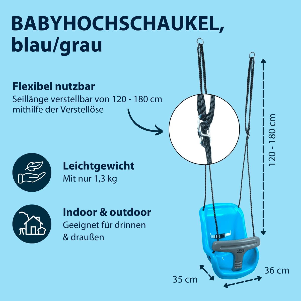 HUDORA Babyhochschaukel, blau/grau